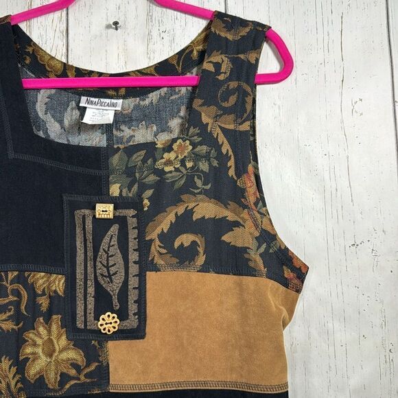 Nina Piccalino Patchwork Maxi Dress Boho Artsy Sleeveless Size 12 Cottagecore - Picture 4 of 13